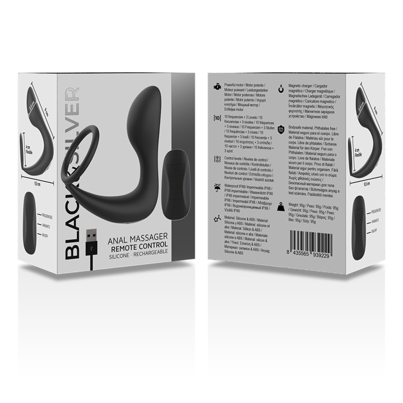 BLACK&SILVER - MASSEUR ANAL TÉLÉCOMMANDE RECHARGEABLE SILICONE NOIR - Image 8