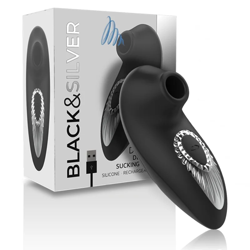 BLACK&SILVER - DRAKE DELUXE SUCKING VIBE RECHARGEABLE SILICONE BLACK - Image 2