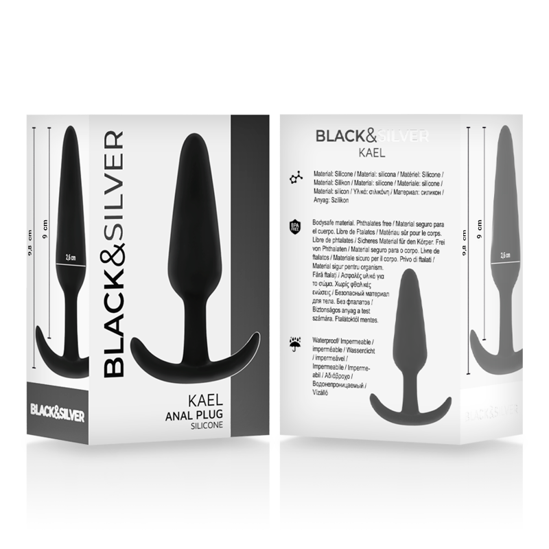 BLACK&SILVER - PLUG ANAL EN SILICONE KAEL AVEC POIGNÉE MOYENNE - Image 6