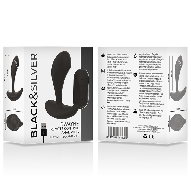 BLACK&SILVER - TÉLÉCOMMANDE EN SILICONE POUR PLUG ANAL DWAYNE - Image 7