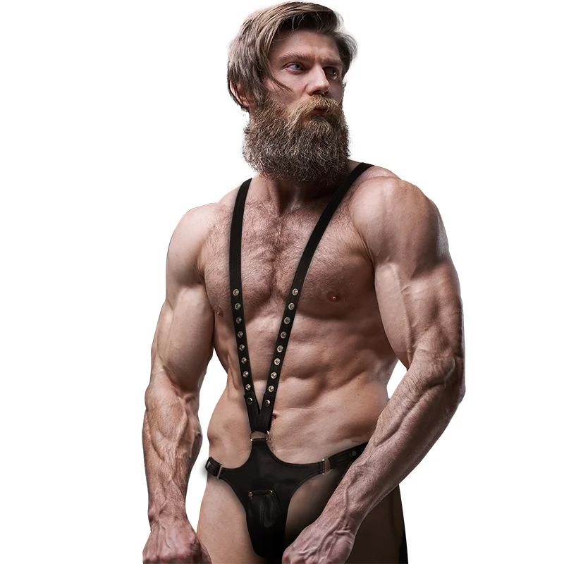 FETISH SUBMISSIVE ATTITUDE - HARNAIS EN CUIR ÉCOLOGIQUE EN FORME DE V POUR HOMMES