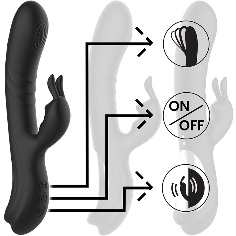 BLACK&SILVER - STIMULATEUR DE LAPIN EN SILICONE RECHARGEABLE JAMIE NOIR - Image 6