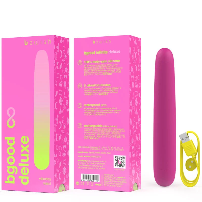 B SWISH - BGOOD INFINITE DELUXE RECHARGEABLE VIBRATOR PINK SILICONE - Image 4