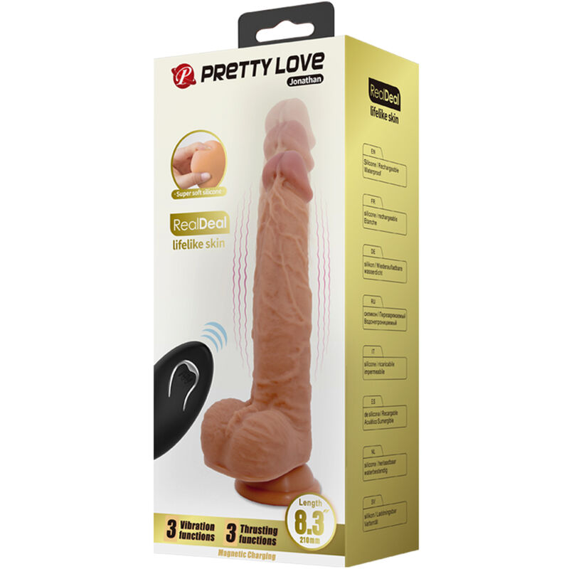PRETTY LOVE - GODE EN SILICONE JONATHAN 3 VIBRATIONS + 3 MESURES DINSERTION TÉLÉCOMMANDE 21 CM - Image 8