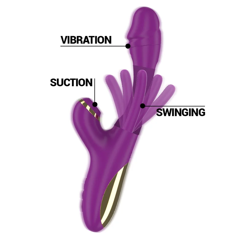 INTENSE - ATENEO RECHARGEABLE MULTIFUNCTION VIBRATOR 7 VIBRATIONS WITH OSCILLATING TONGUE AND PURPLE SUCTION - Image 3
