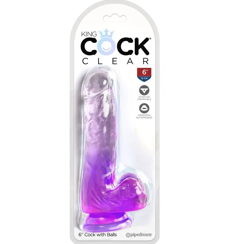 KING COCK - CLEAR REALISTIC PENIS WITH BALLS 13.5 CM PURPLE - Image 3