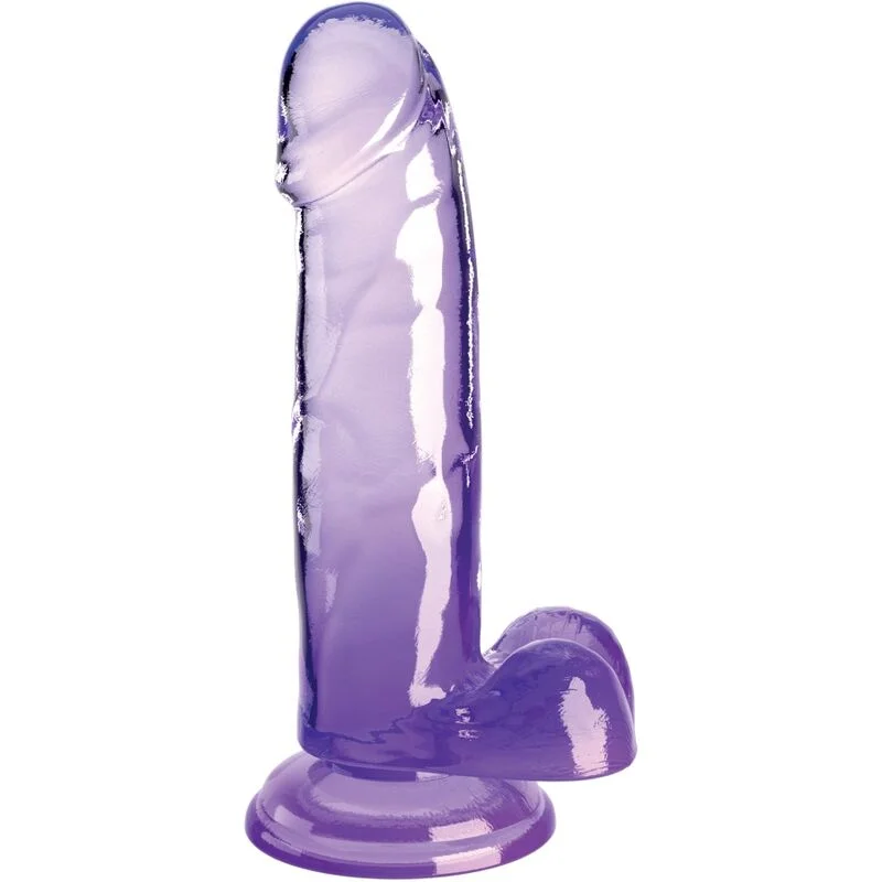 King Cock - Transparente Realistische Penis Met Ballen 15.2 Cm Paars