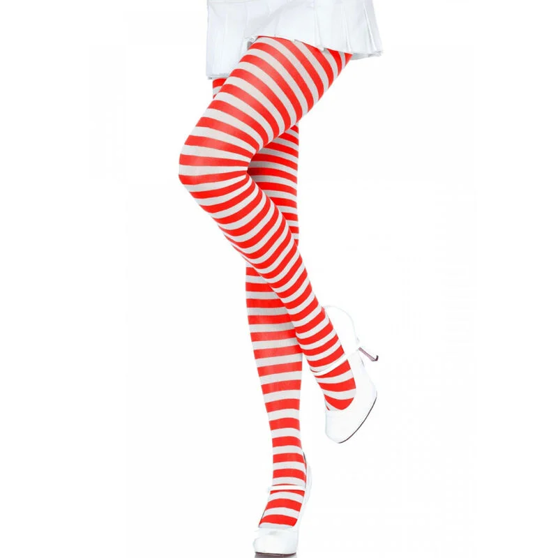 Leg Avenue - Collants  Rayures Blanc/Rouge