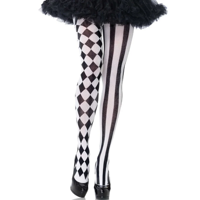 Leg Avenue - Collants Arlequin Noir/Blanc