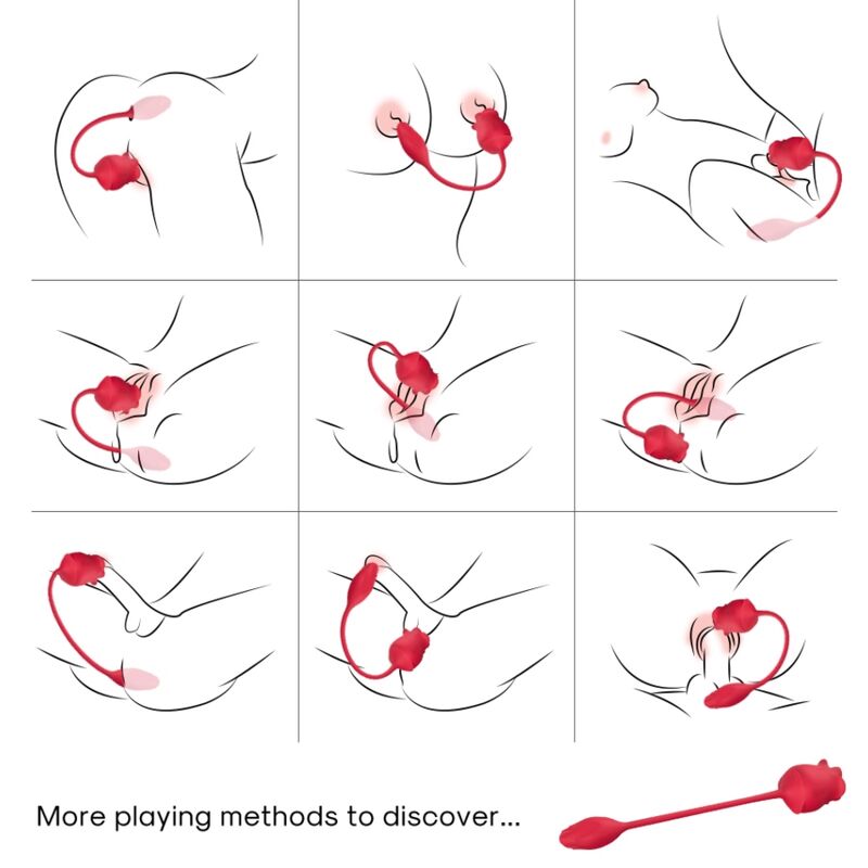 ARMONY - STIMULATEUR D'ASPIRATION ET VIBRATEUR ROSE 2 EN 1 10 MODES AVEC QUEUE ROUGE - Image 3