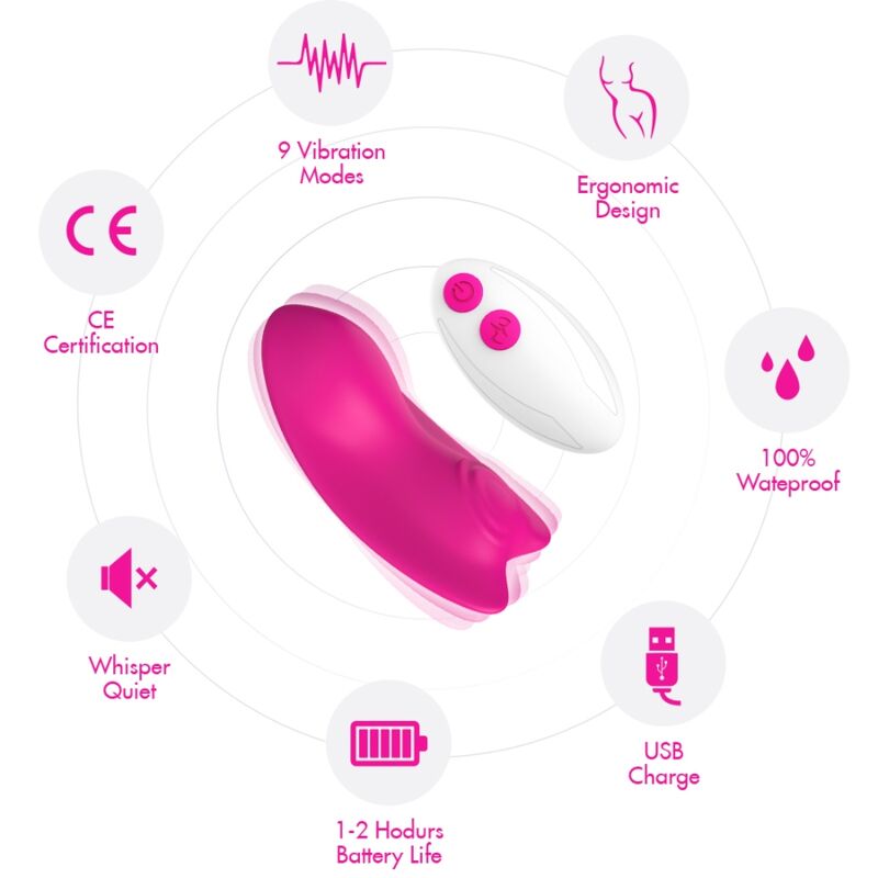 Armony - Culotte Portable Papillon Vibrateur Télécommande Rose - Image 4