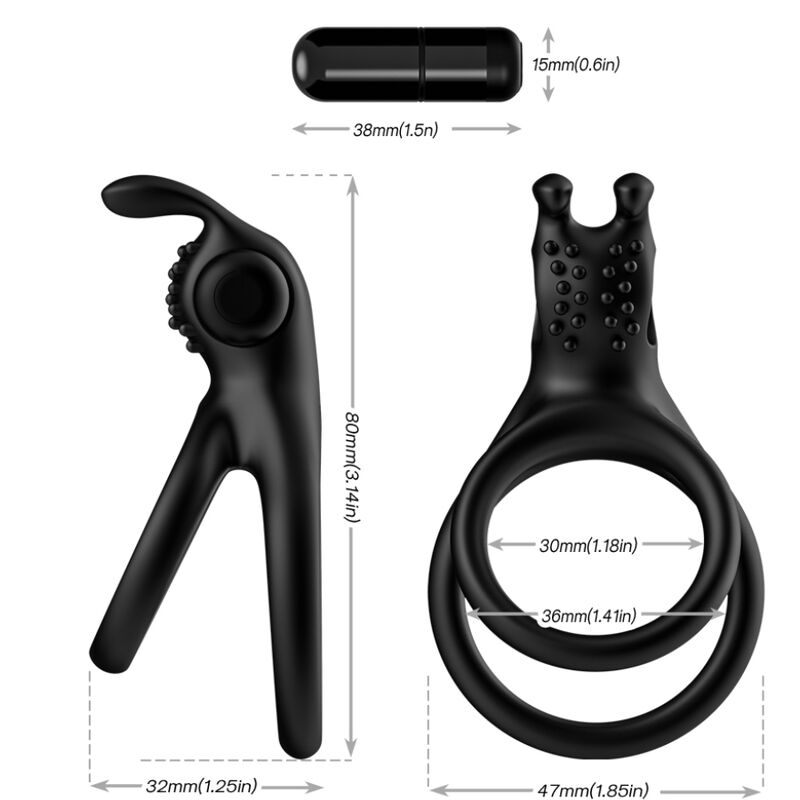 Armony - Anneau Vibrateur Double Traveler Pour Couples Lapin Noir - Image 4