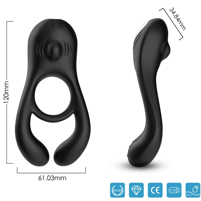 Armony - Veyron Double Vibrateur Anneau Jouet Pour Couples Télécommande Noir - Image 4