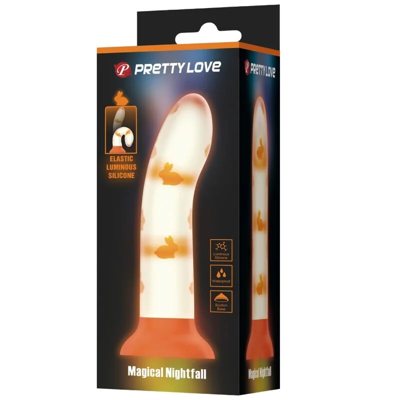 PRETTY LOVE - MAGICAL NIGHTFALL DILDO WITHOUT VIBRATION LUMINOUS ORANGE - Image 5