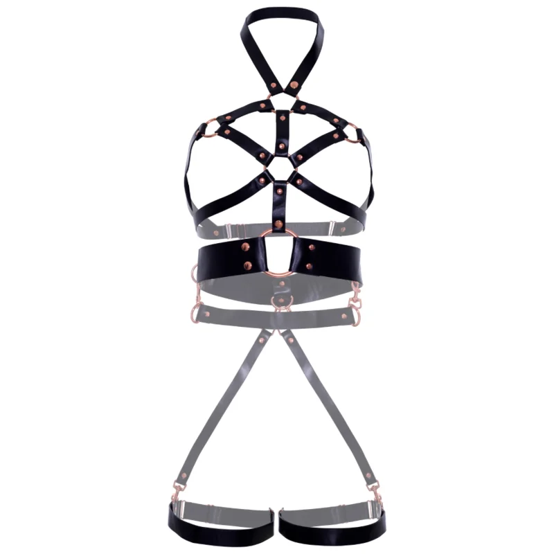 LEG AVENUE - LEREN BODY HARNESS ZWART L - Image 7