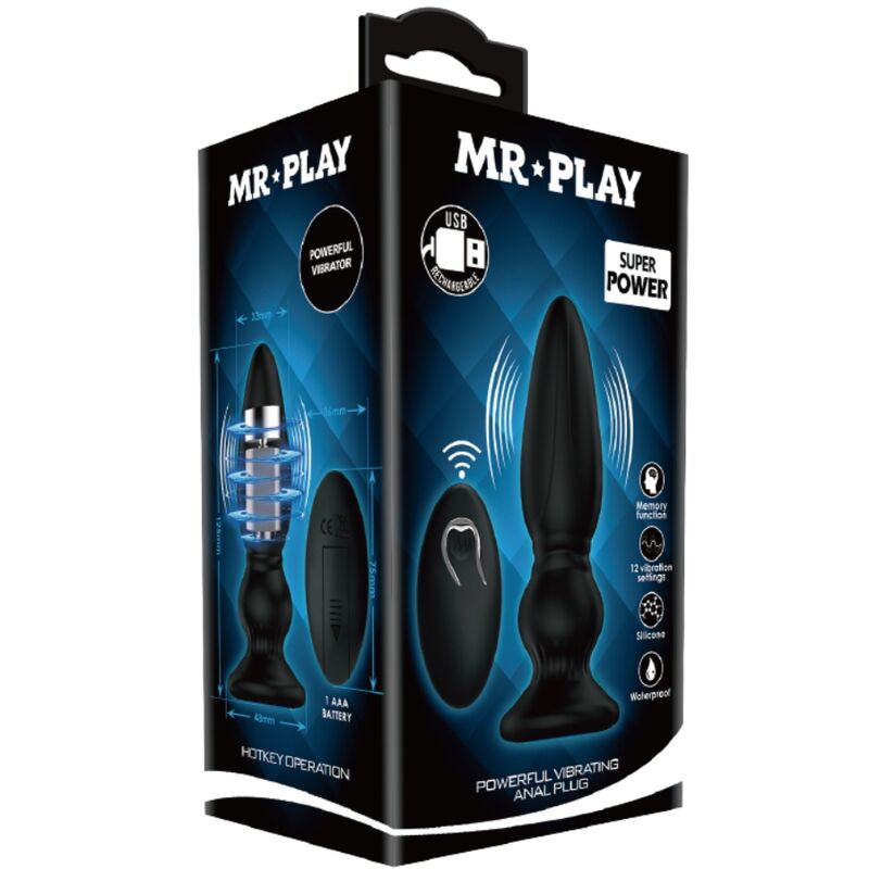 MR PLAY - PUISSANT VIBRATEUR TÉLÉCOMMANDE PLUG ANAL NOIR - Image 10