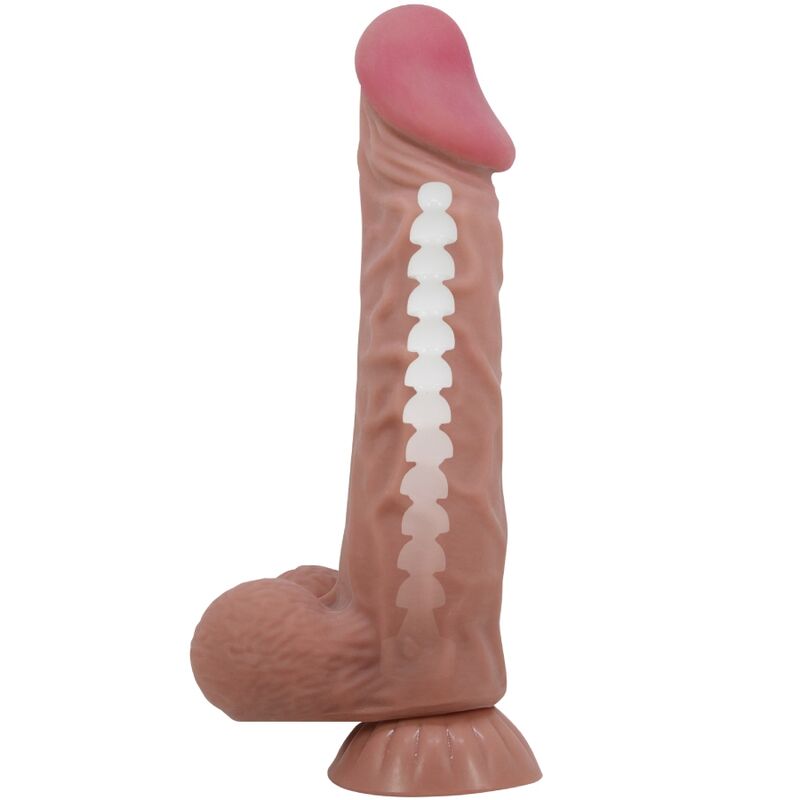 Pretty Love - Sliding Skin Series Realistic Dildo With Sliding Skin Suction Cup Brown 24 Cm - Image 5