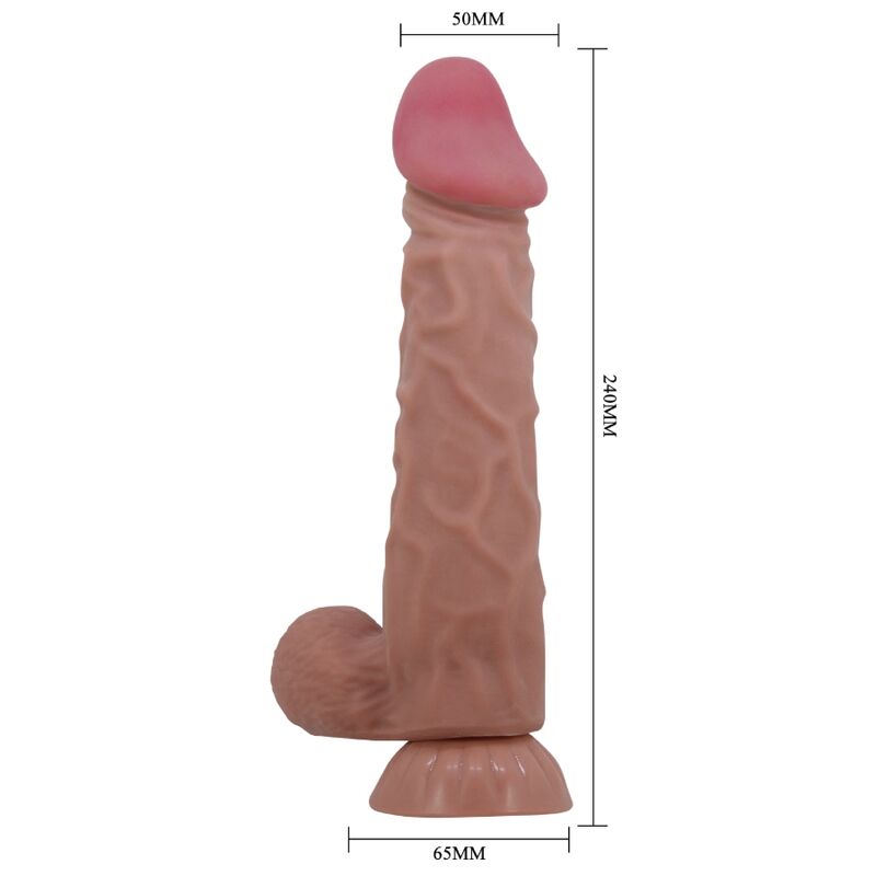 Pretty Love - Sliding Skin Series Realistic Dildo With Sliding Skin Suction Cup Brown 24 Cm - Image 6