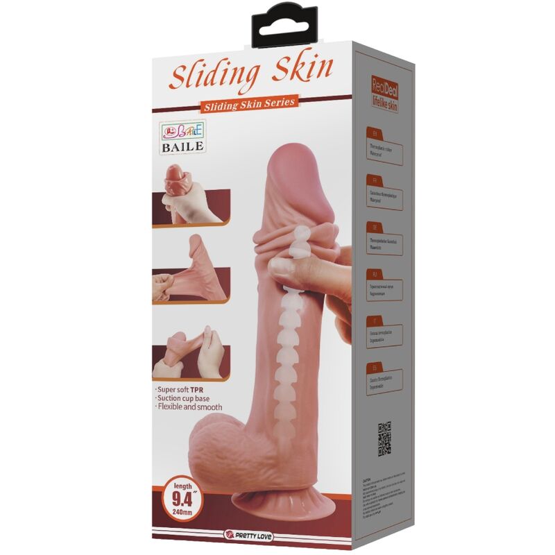 Pretty Love - Sliding Skin Series Realistic Dildo With Sliding Skin Suction Cup Brown 24 Cm - Image 7