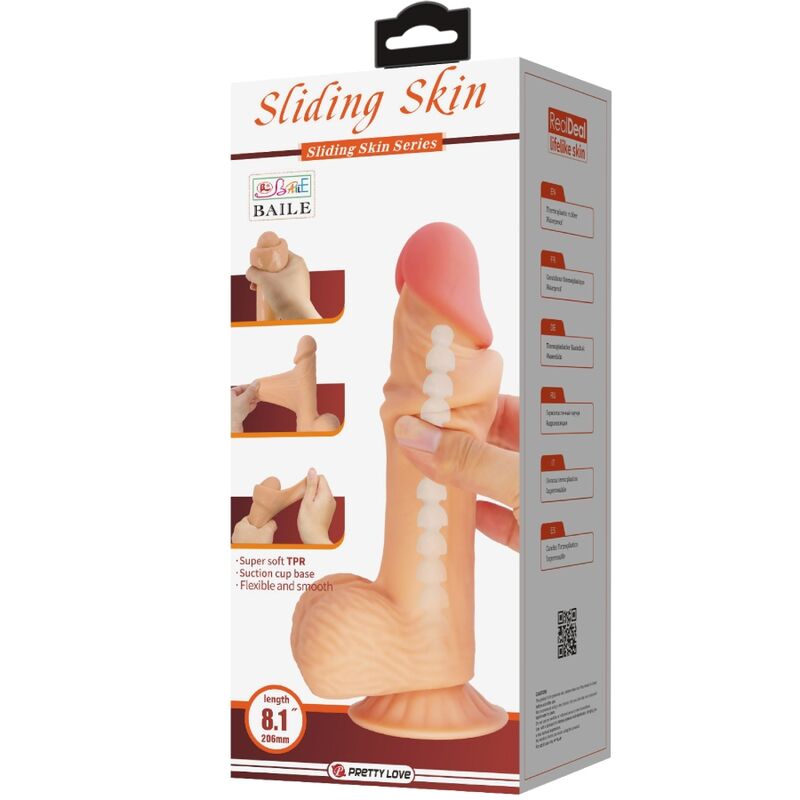 Pretty Love - Sliding Skin Series Realistic Dildo With Sliding Skin Suction Cup 20.6 Cm - Image 8