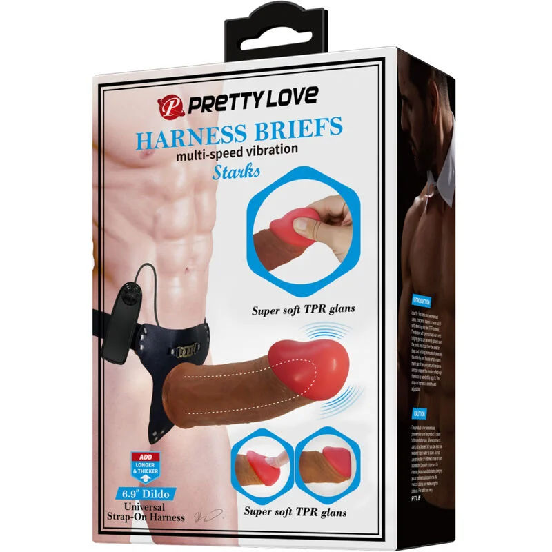 PRETTY LOVE - STARKS HARNESS BRIEFS MULTI-SPEED VIBRATION DILDO 17,5 CM LIGHT BROWN - Image 10
