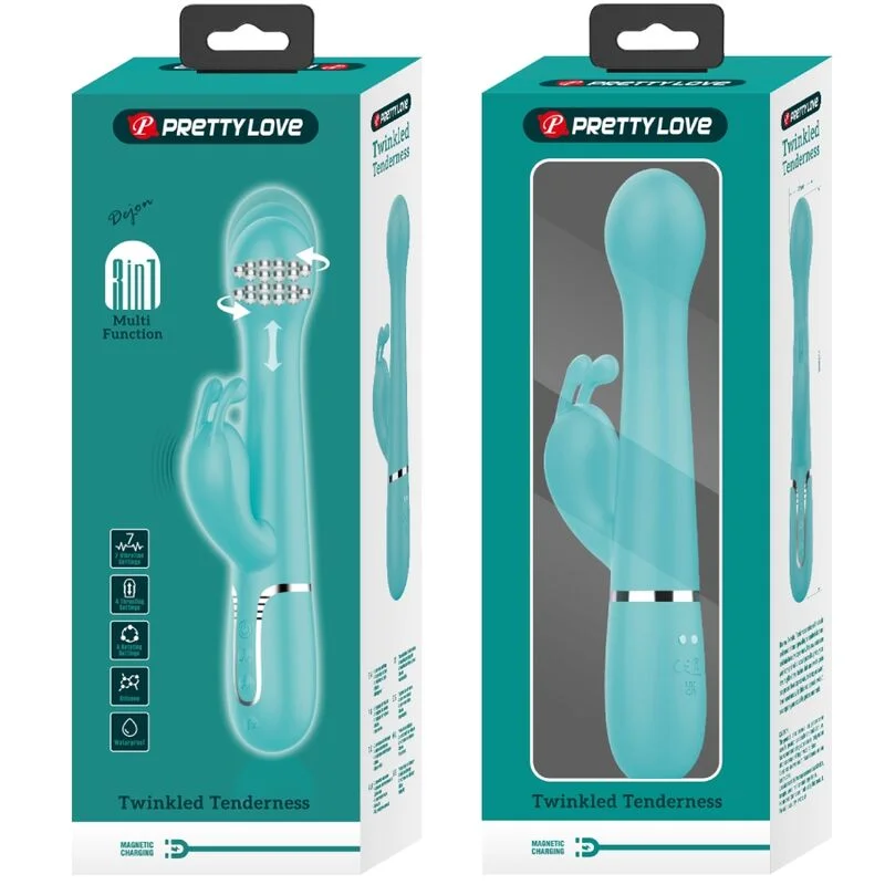 Pretty Love - Vibrateur Dejon Rabbit 3 En 1 Multifonction Vert Aqua - Image 12