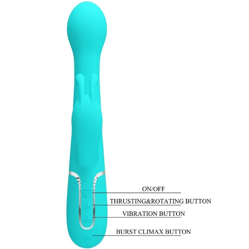Pretty Love - Vibrateur Dejon Rabbit 3 En 1 Multifonction Vert Aqua - Image 9