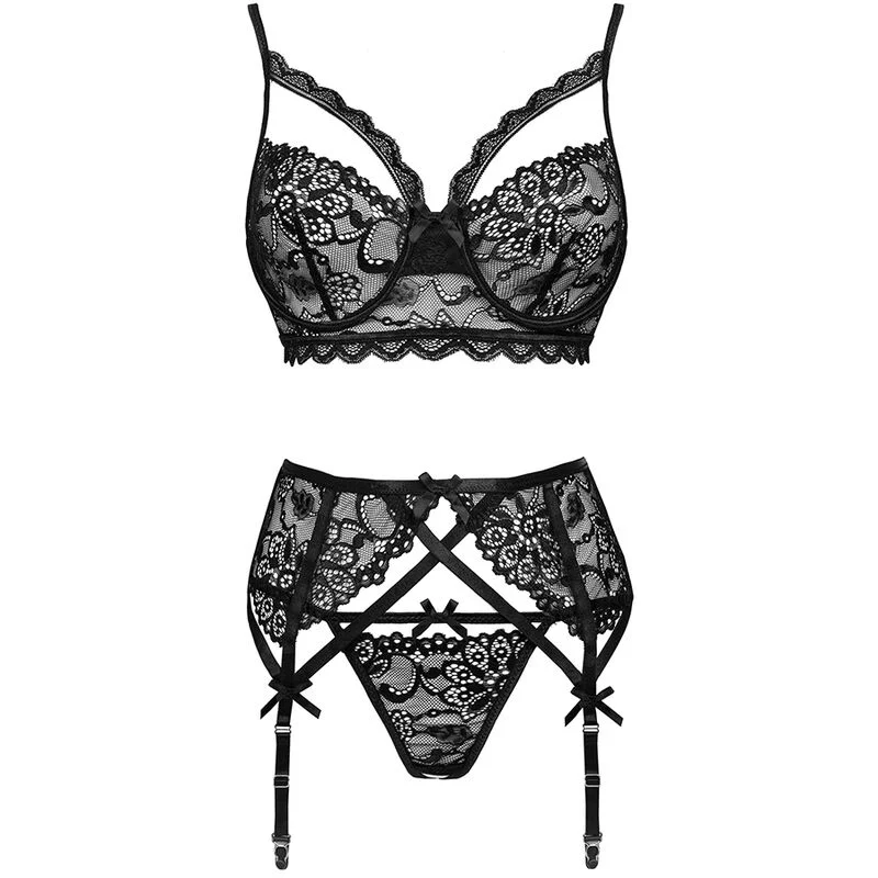 LIVCO CORSETTI FASHION - MORIDAM LC 90552 BRA + GARTER BELT + PANTY NEGRO - Image 7