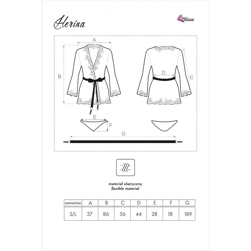 LIVCO CORSETTI FASHION - ROBE DE CHAMBRE + CULOTTE HERINA LC XG056 NOIR TAILLE UNIQUE - Image 6