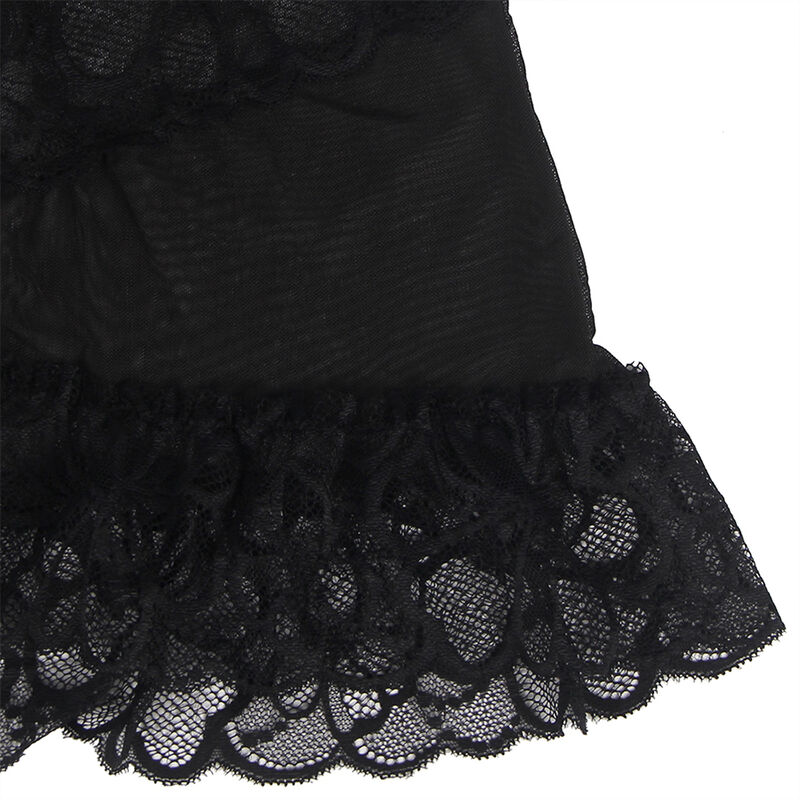 SUBBLIME - BABYDOLL  BRETELLES RÉGLABLES ET DENTELLE TRANSPARENTE IMPRIMÉ FLEURI NOIR L/XL - Image 12