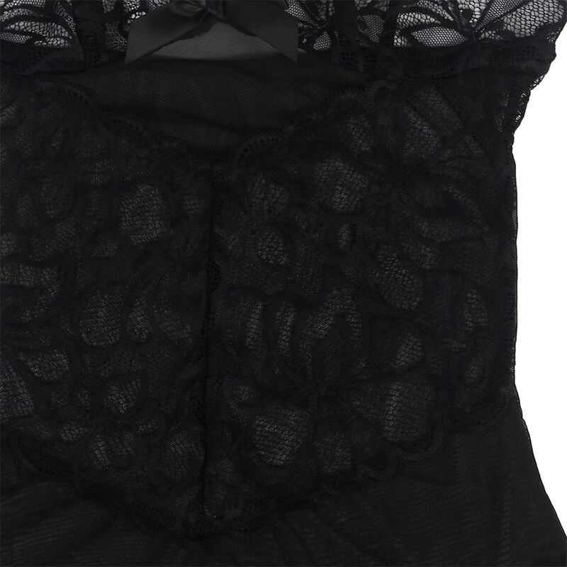 SUBBLIME - BABYDOLL  BRETELLES RÉGLABLES ET DENTELLE TRANSPARENTE IMPRIMÉ FLEURI NOIR L/XL - Image 11