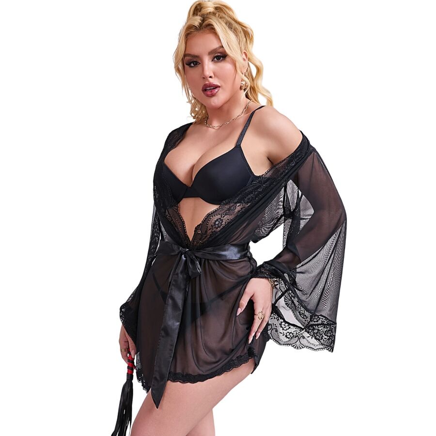 SUBBLIME - ROBE EN TISSU TRANSPARENT AVEC DÉTAIL DENTELLE NOIR S/M - Image 5
