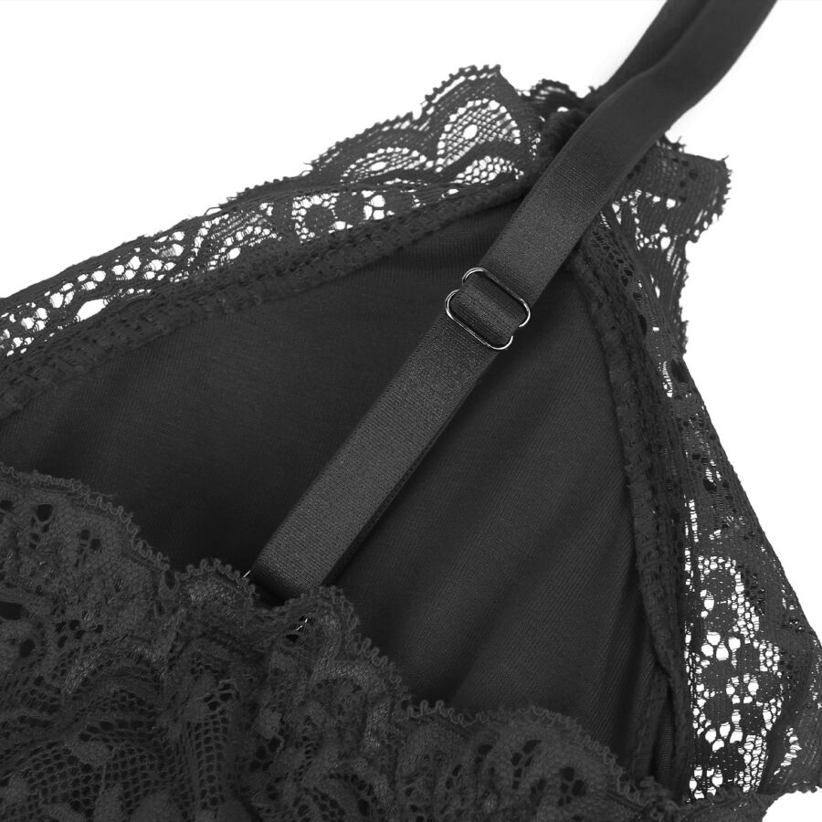 SUBBLIME - BLACK FLORAL LACE DETAIL TEDDY - Image 16