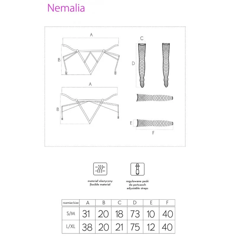 LIVCO CORSETTI FASHION - NEMALIA SET GARTER + STOCKINGS + GLOVES BLACK - Image 7