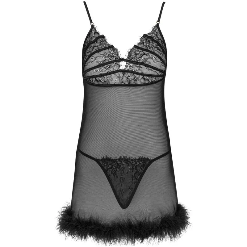 Livco Corsetti Fashion - Ensemble Zerunam Babydoll + String Noir - Image 4