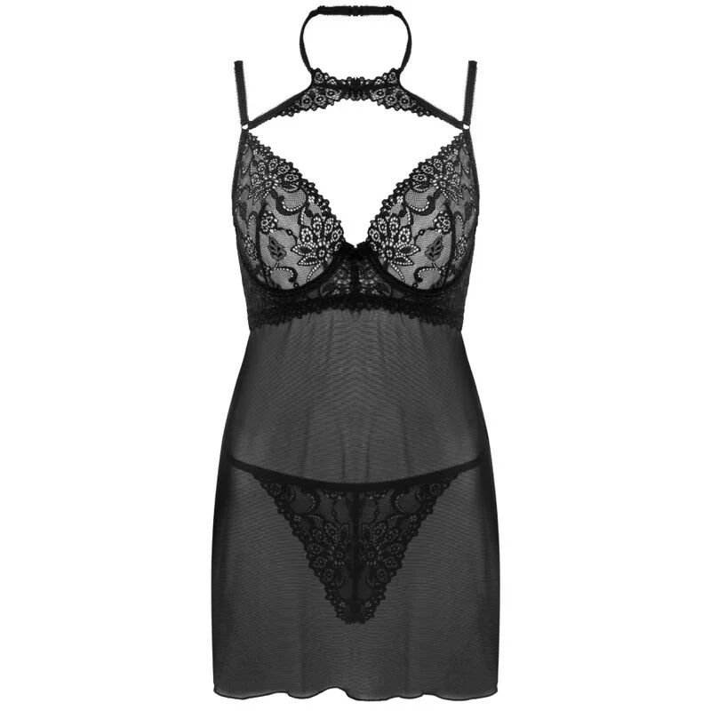 LIVCO CORSETTI FASHION - BINELLA SET BABYDOLL + THONG BLACK - Image 4
