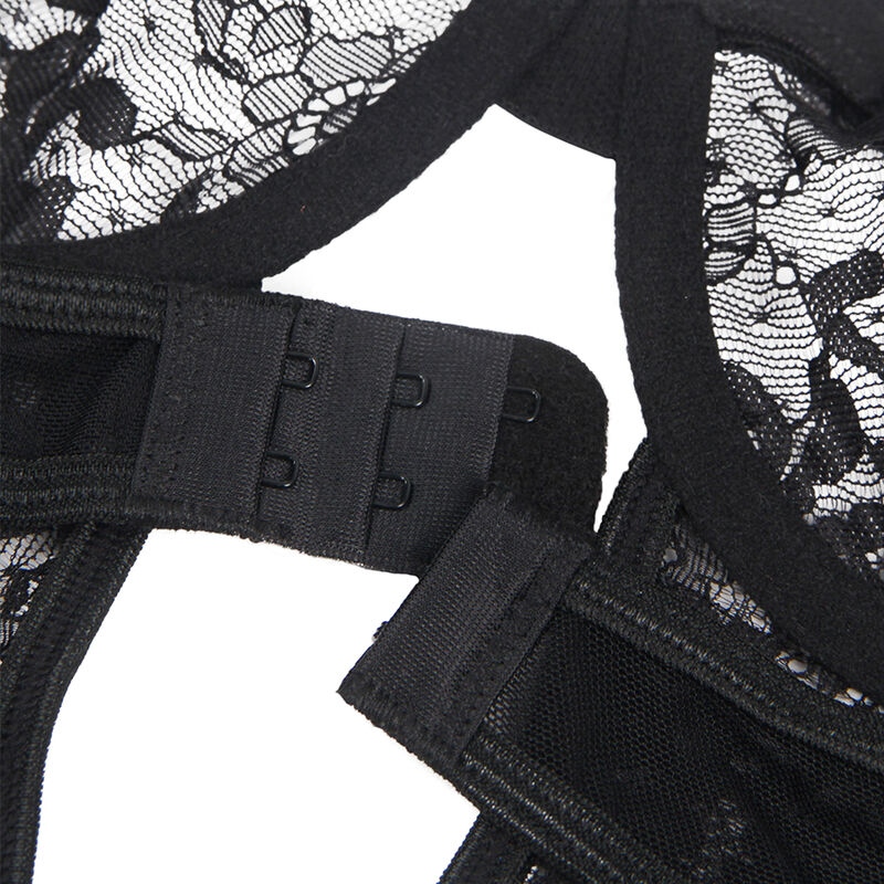 SUBBLIME - TEDDY AVEC JARRETIÈRE AVEC DÉTAIL DENTELLE ET BANDES NOIR S/M - Image 13