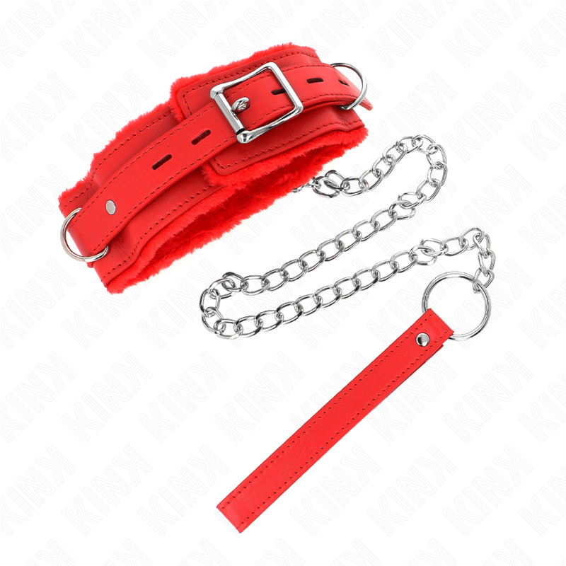 KINK - COLLAR WITH LEASH 65 CM WITH RESTRICTIONS RED 36-42 CM X 5.5 CM - Image 3