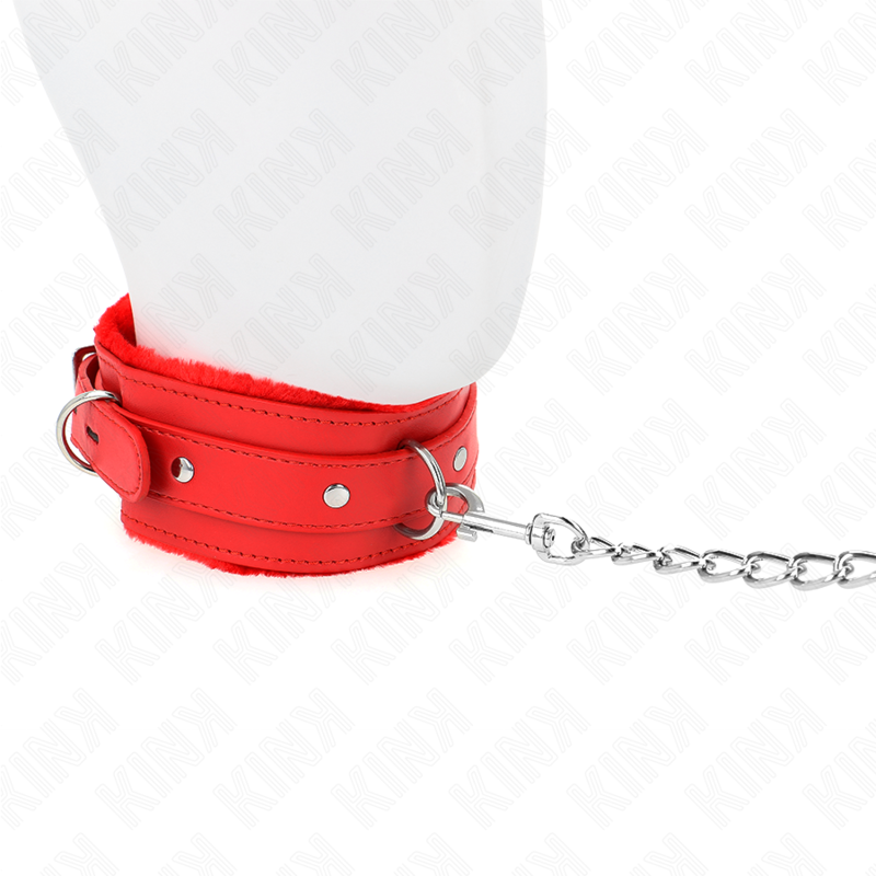 KINK - COLLAR WITH LEASH 65 CM WITH RESTRICTIONS RED 36-42 CM X 5.5 CM - Image 4