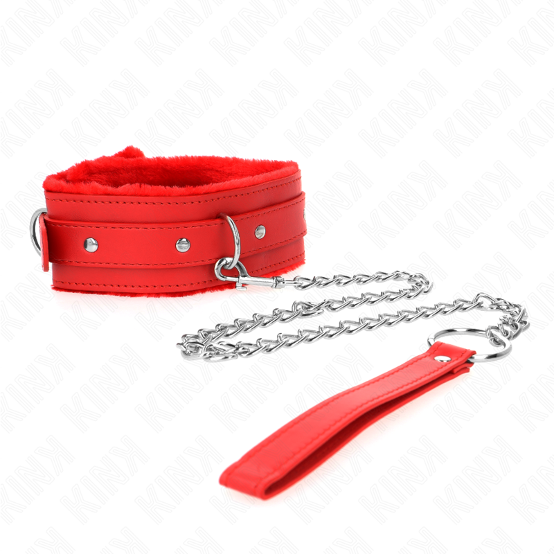 KINK - COLLAR WITH LEASH 65 CM WITH RESTRICTIONS RED 36-42 CM X 5.5 CM - Image 5