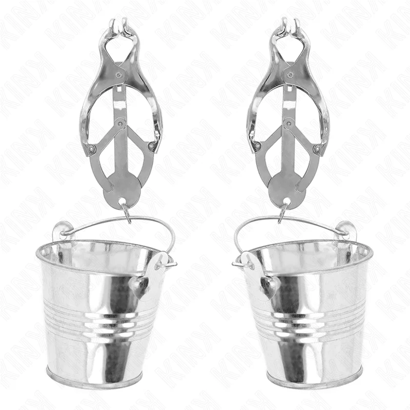 KINK - JAPANESE CLOVER NIPPLE CLAMPS WITH BUCKETS SILVER