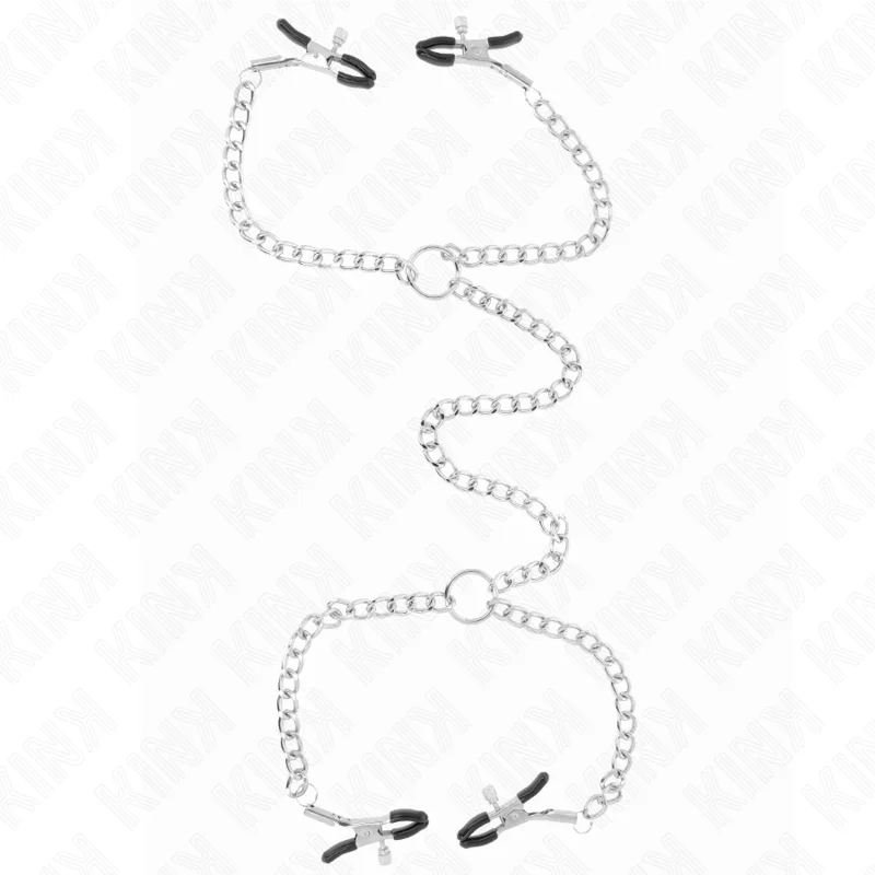 KINK - 4 PINCES À METON CHAÎNE 32 CM AVEC PETITES CHAÎNES 14 CM
