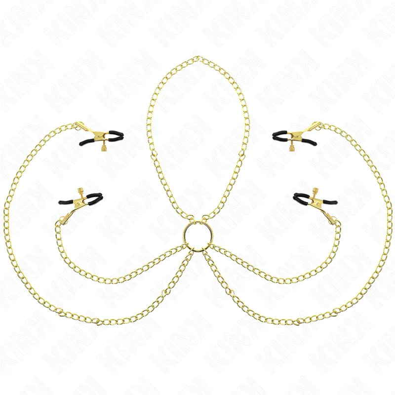 KINK - 4 PINCES À TAMELON ET CLITO RÉGLABLES OR