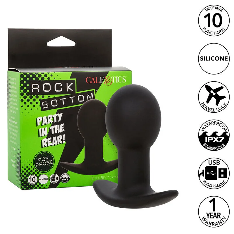CALEXOTICS - ROCK BOTTOM ANAL PLUG 10 VIBRATIES ZWARTE SILICONE