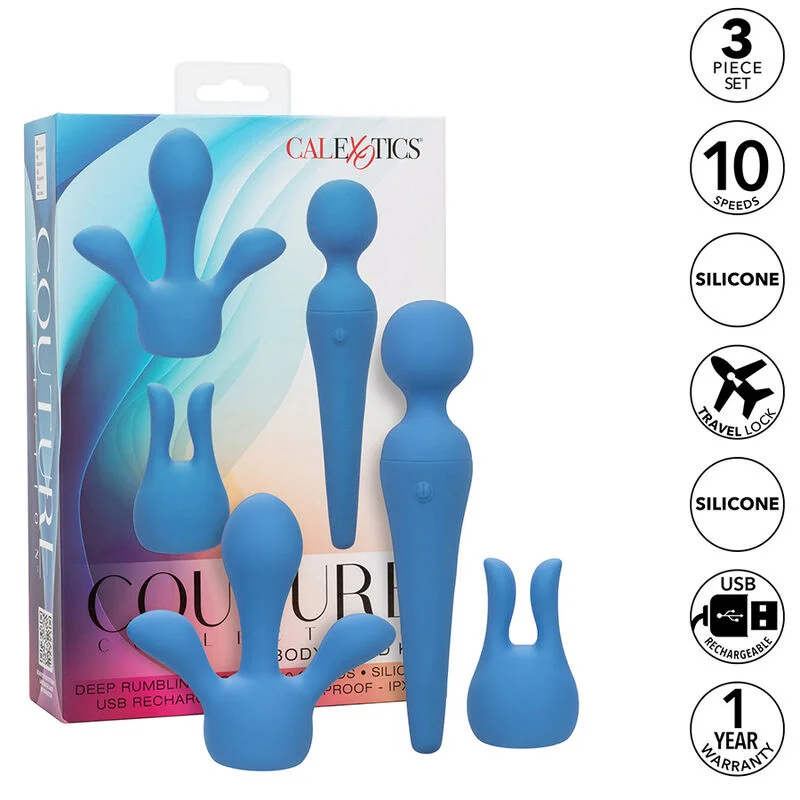 CALEXOTICS - COUTURE KIT VIBRATOR WAND 10 VIBRATIES BLAUW