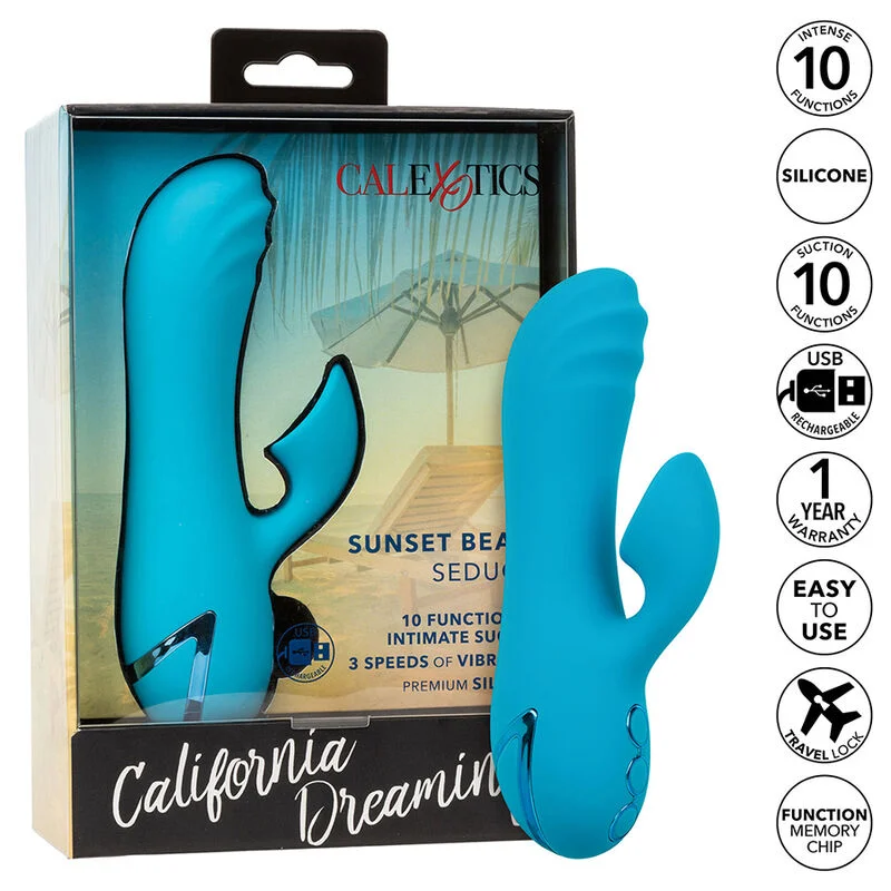 CALEXOTICS - SUNSET BEACH SEDUCER VIBRATEUR & STIMULATEUR 10 FONCTIONS BLEU - Image 2