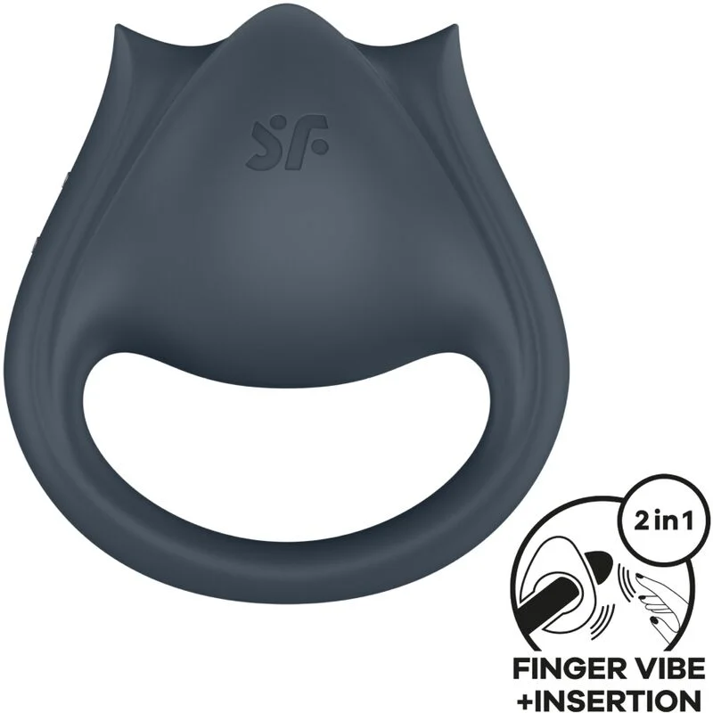 SATISFYER - PERFECT PAIR 2 MULTIVIBRATOR 2 IN 1 PENISRING EN VINGERSTIMULATOR GRIS