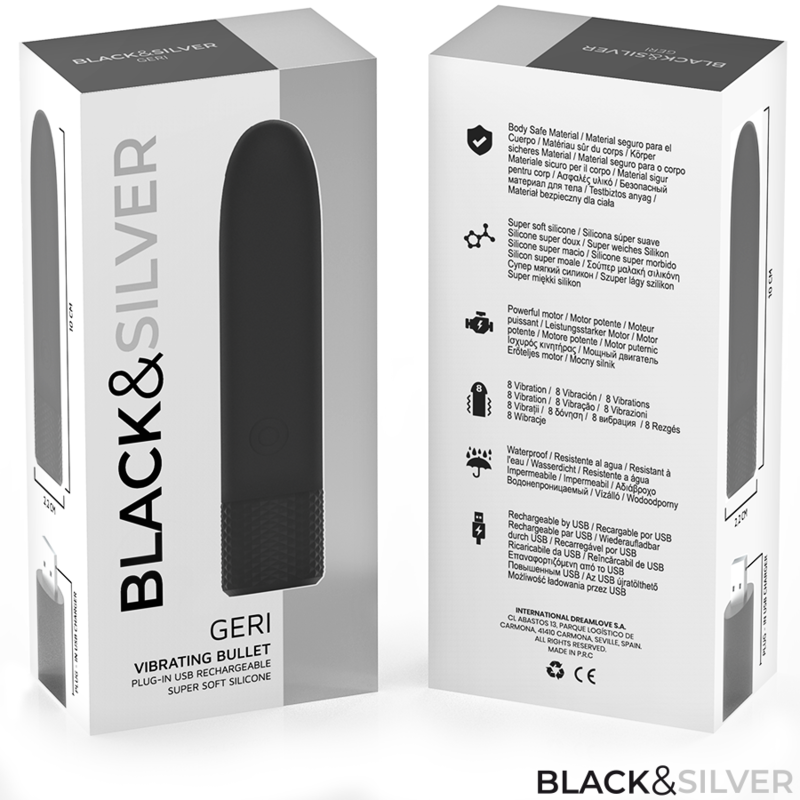 BLACK & SILVER - GERI BULLET VIBRANT RECHARGEABLE USB 8 VIBRATIONS NOIR 10 X 2,2 CM - Image 8