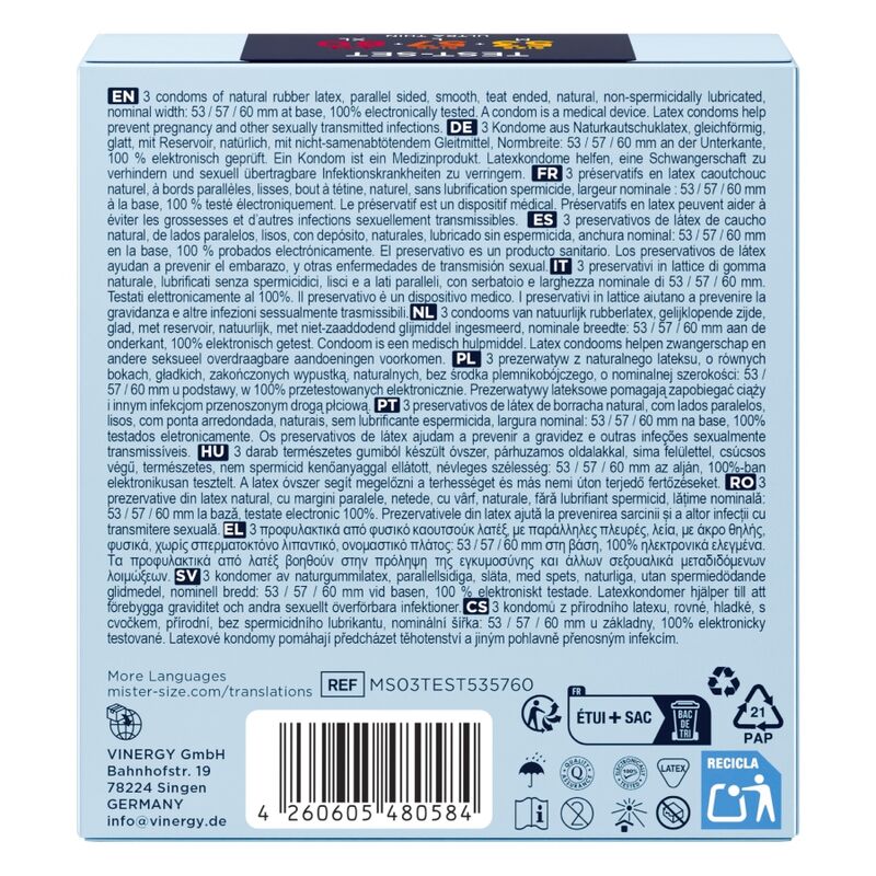 Mister Size - Pack Échantillon De Préservatifs Taille 53-57-60 Mm (3 Unités) - Image 5