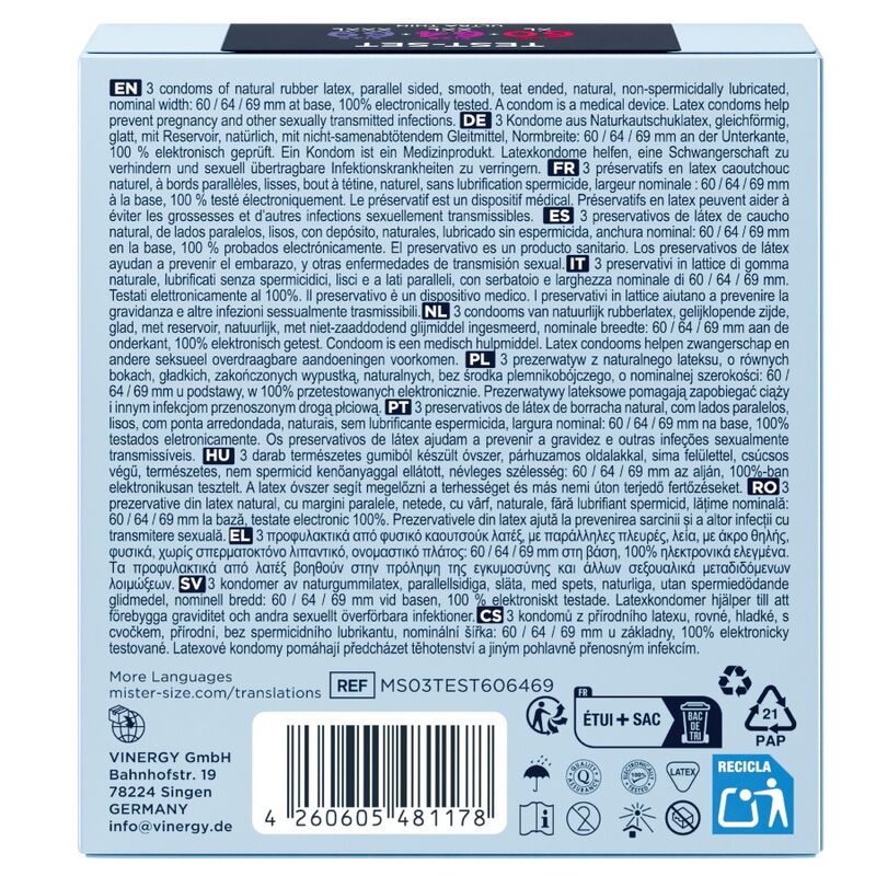 Mister Size - Pack Échantillon De Préservatifs Taille 60-64-69 Mm (3 Unités) - Image 5